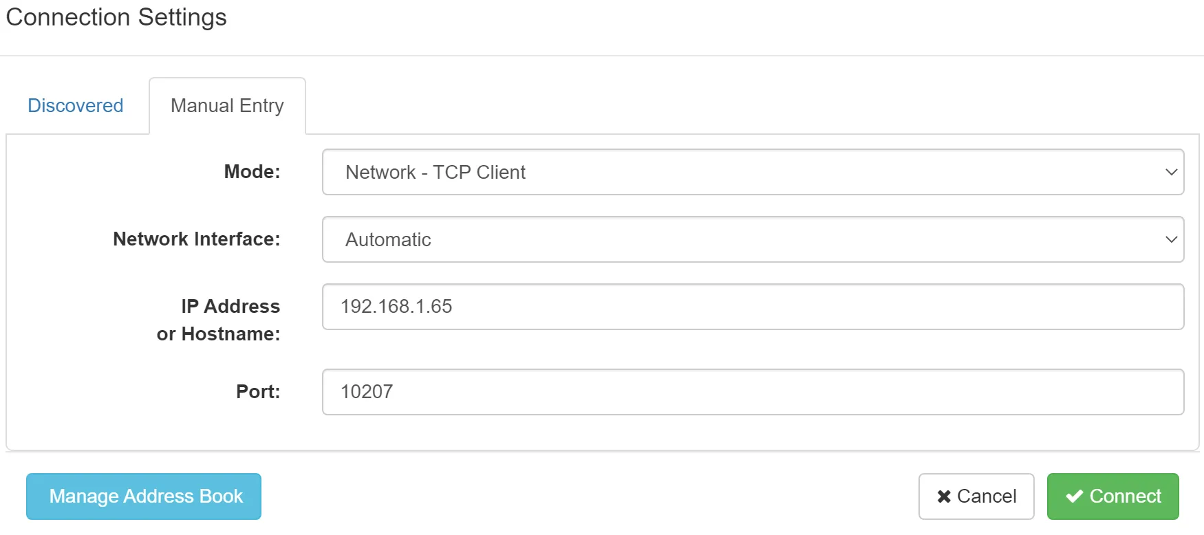 Cấu hình kết nối